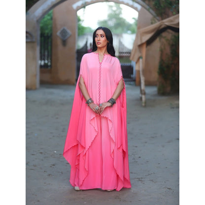 Payal Dawar Pink Sunehri Kaftan with Palazzo (Set of 2)