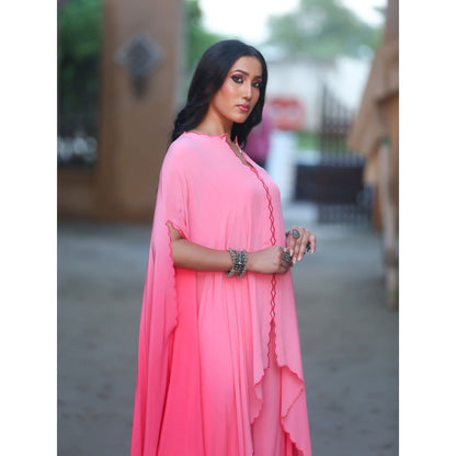 Payal Dawar Pink Sunehri Kaftan with Palazzo (Set of 2)
