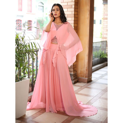 Payal Dawar Pink Humaira Long Top with Skirt (Set of 2)