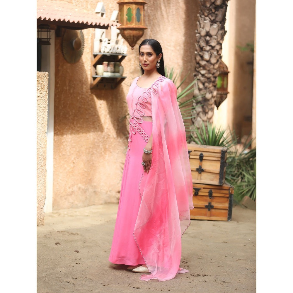 Payal Dawar Pink Sara Maxi Dress with Attached Drape