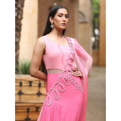 Payal Dawar Pink Sara Maxi Dress with Attached Drape