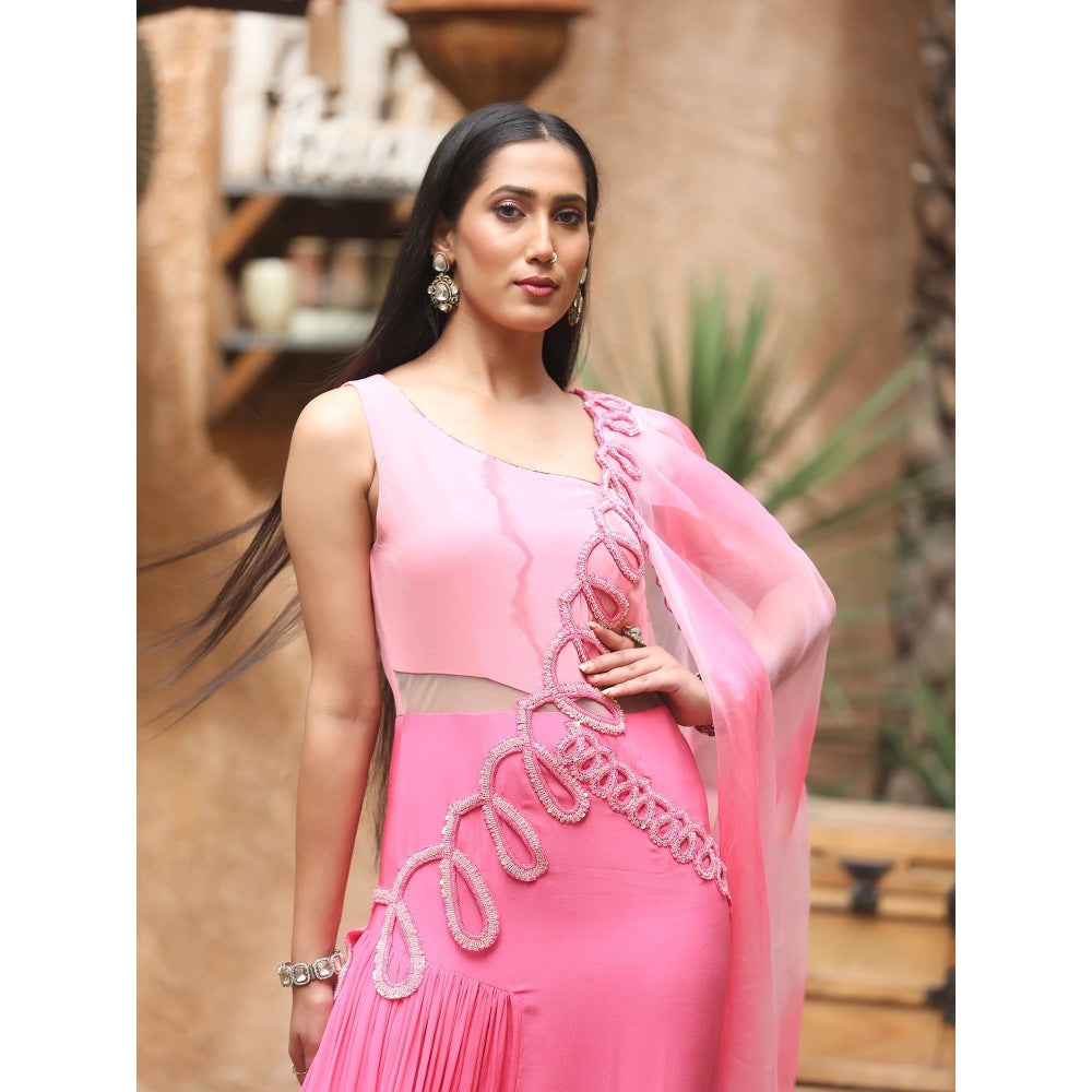 Payal Dawar Pink Sara Maxi Dress with Attached Drape