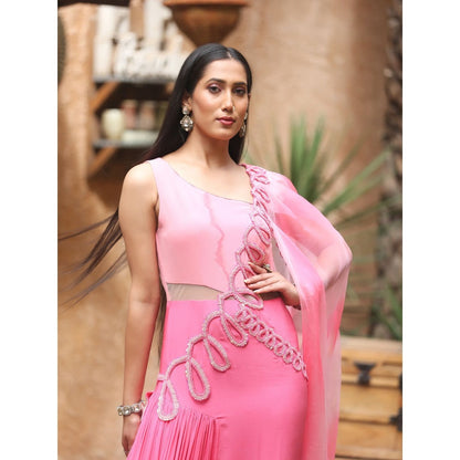 Payal Dawar Pink Sara Maxi Dress with Attached Drape