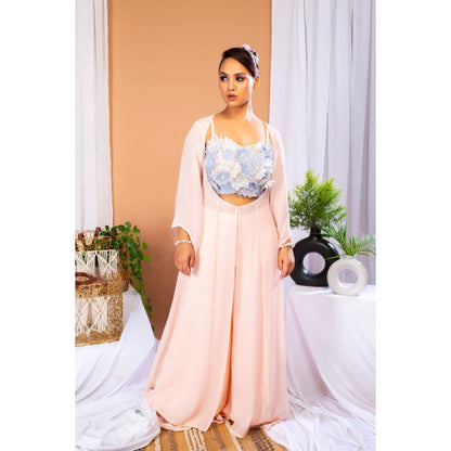 Payal Dawar Peach Ethereal Blush Blouse with Palazzo and Jacket (Set of 3)