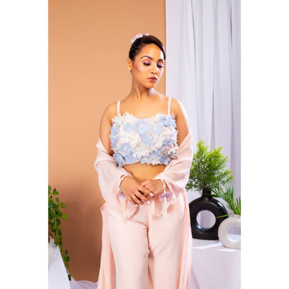 Payal Dawar Peach Ethereal Blush Blouse with Palazzo and Jacket (Set of 3)