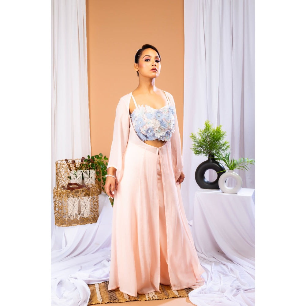 Payal Dawar Peach Ethereal Blush Blouse with Palazzo and Jacket (Set of 3)