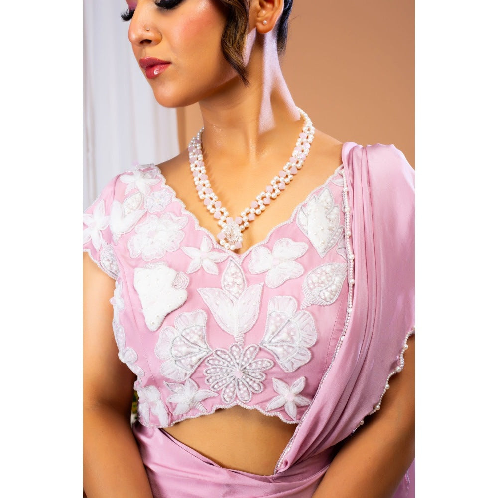 Payal Dawar Lavender Athena Deep Blush Pre Draped Saree with Stitched Blouse