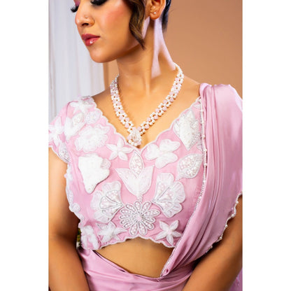 Payal Dawar Lavender Athena Deep Blush Pre Draped Saree with Stitched Blouse