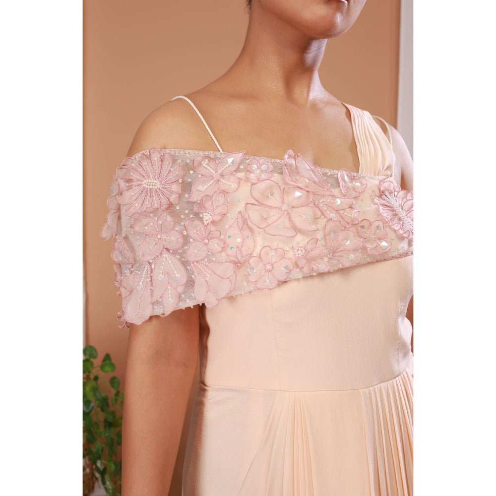 Payal Dawar Beige Blush Sachet with Maxi Dress (Set of 2)