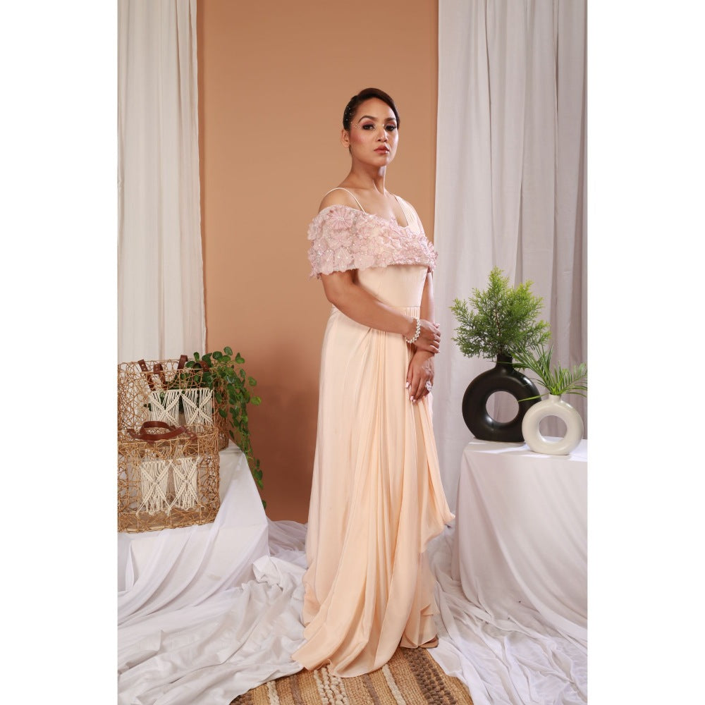 Payal Dawar Beige Blush Sachet with Maxi Dress (Set of 2)