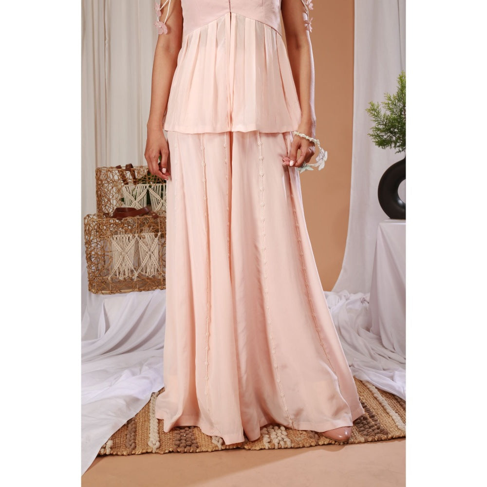 Payal Dawar Pink Blush Peplum Top with Sharara (Set of 2)