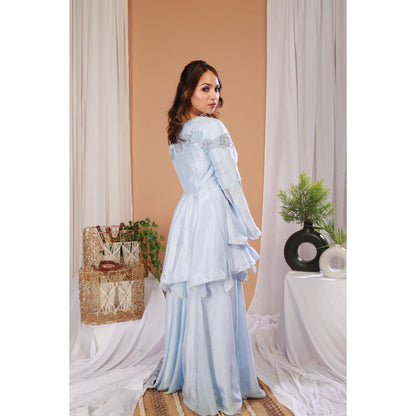 Payal Dawar Blue Serene Gaude Kurta with Sharara (Set of 2)