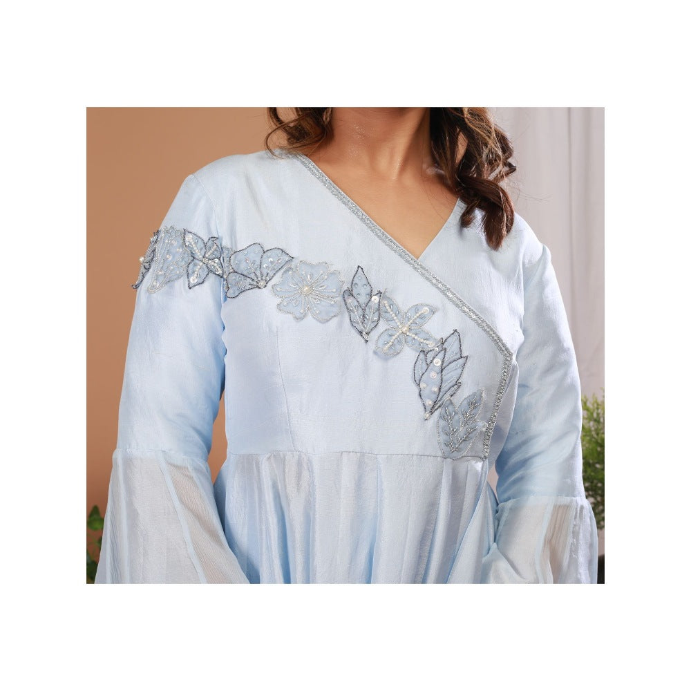 Payal Dawar Blue Serene Gaude Kurta with Sharara (Set of 2)