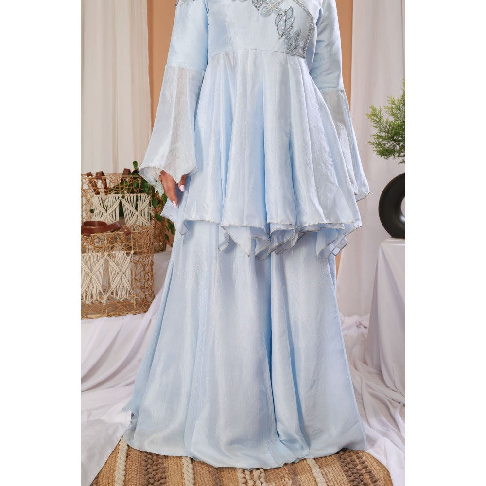 Payal Dawar Blue Serene Gaude Kurta with Sharara (Set of 2)