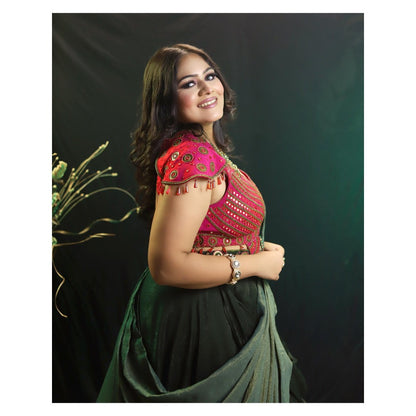 Payal Dawar Rajwada Embellished Drape Lehenga with Blouse and Dupatta (Set of 3)