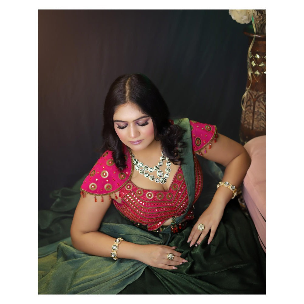 Payal Dawar Rajwada Embellished Drape Lehenga with Blouse and Dupatta (Set of 3)