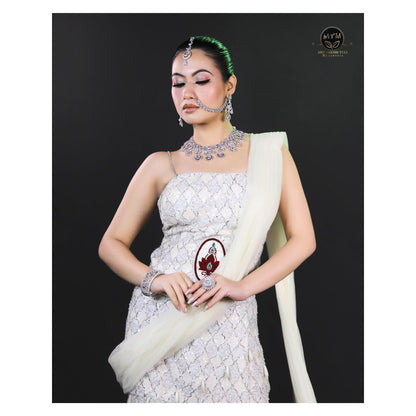 Payal Dawar White Embellished Corset Top with Skirt and Dupatta (Set of 3)