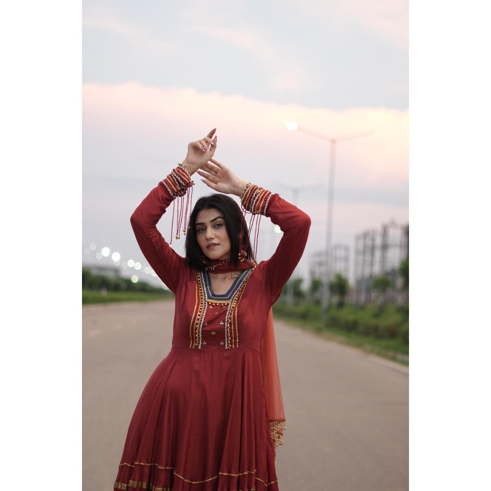 Payal Dawar Embellished Gota Ghungroo Anarkali Kurta with Churidar and Dupatta (Set of 3)