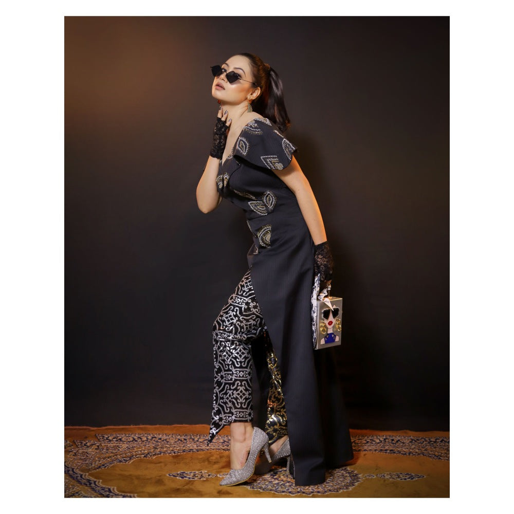 Payal Dawar Modern Ethenics Textured Long Top and Pant (Set of 2)