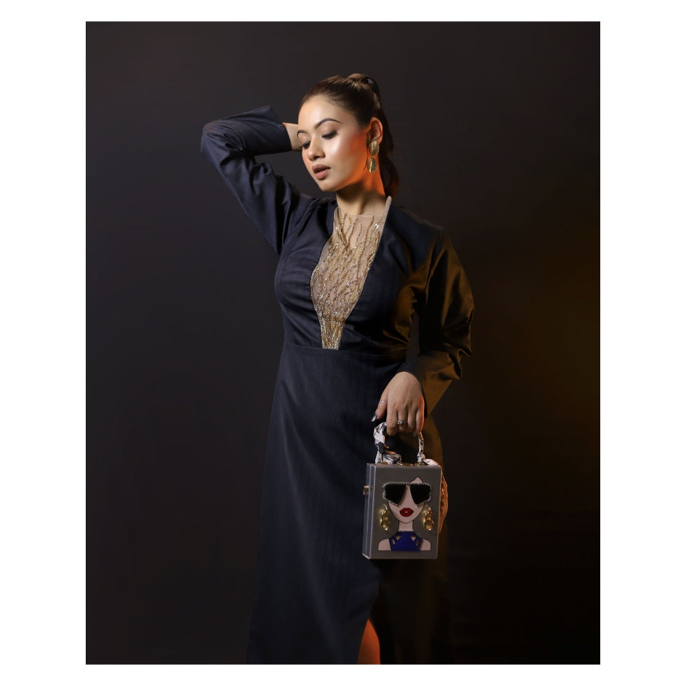 Payal Dawar Black Bossy Embellished Dress