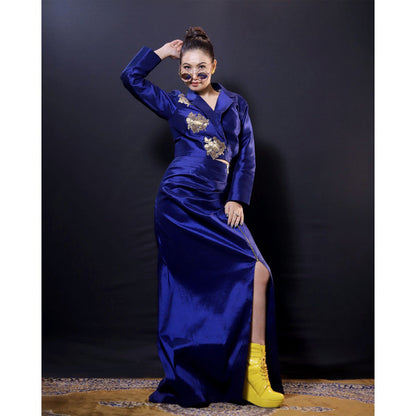 Payal Dawar Blue Embroidered Blazer and Skirt (Set of 2)