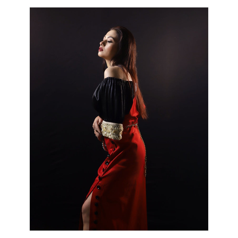 Payal Dawar Red Bold and Bossy Top and Dress (Set of 2)