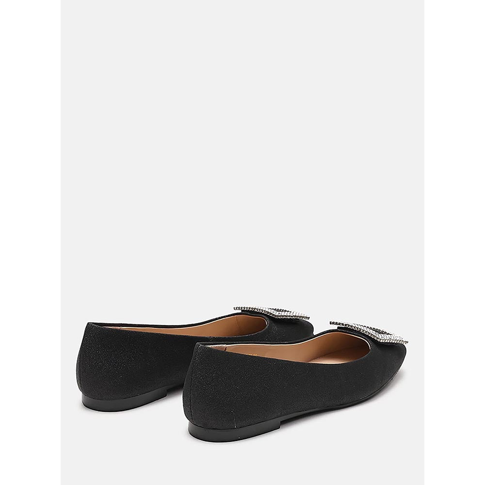 PAZZION Women's Black Gleam Luxe Ballerina