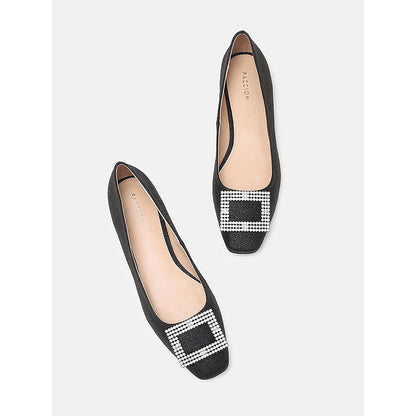 PAZZION Women's Black Gleam Luxe Ballerina