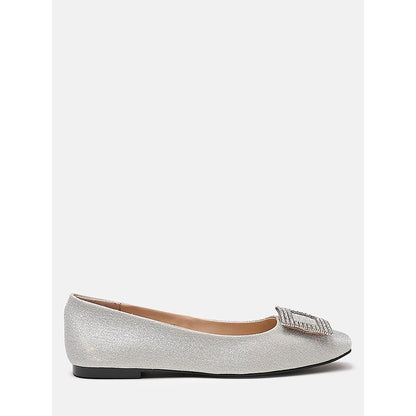PAZZION Women's Silver Gleam Luxe Ballerina