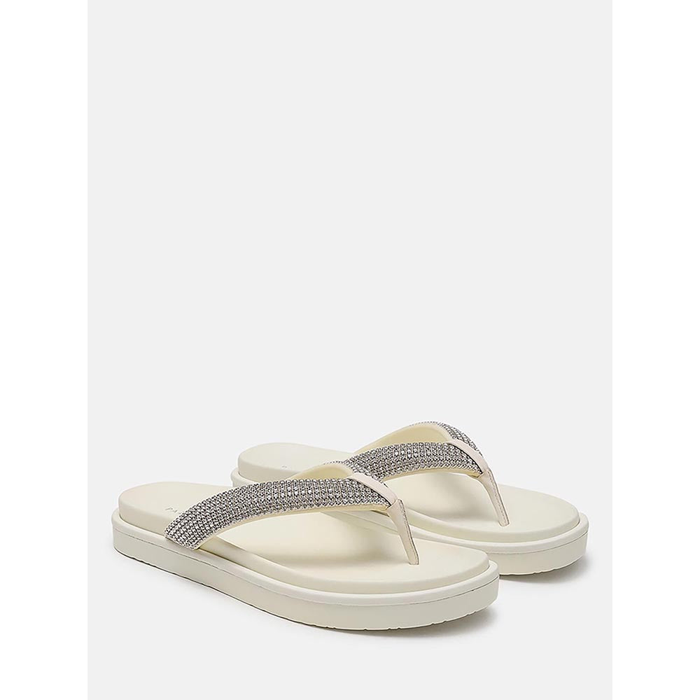 PAZZION Women's Beige Dazzle Luxe Crystal Sandals