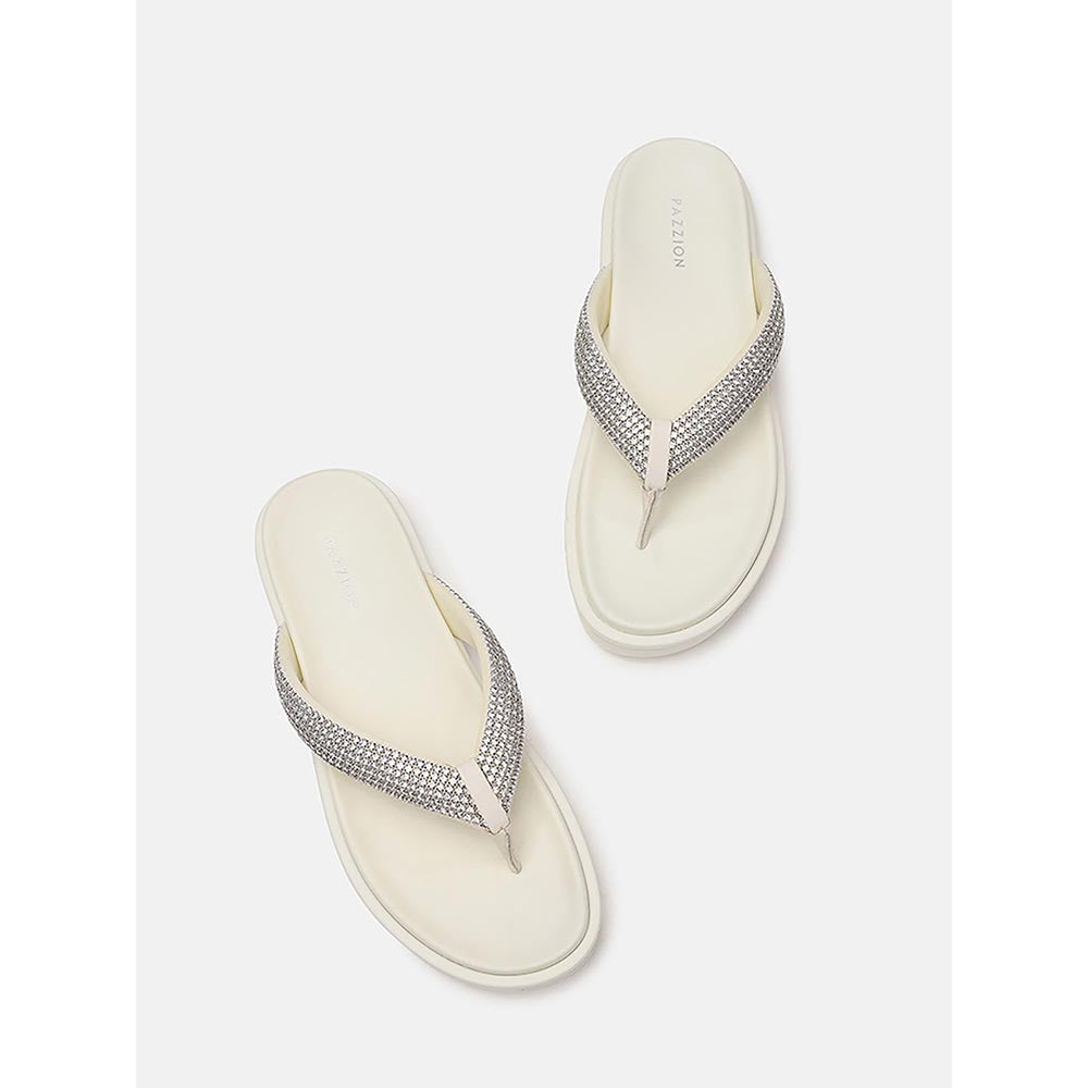 PAZZION Women's Beige Dazzle Luxe Crystal Sandals