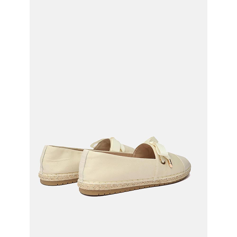 PAZZION Women's Beige Denim Ribbon Espadrilles