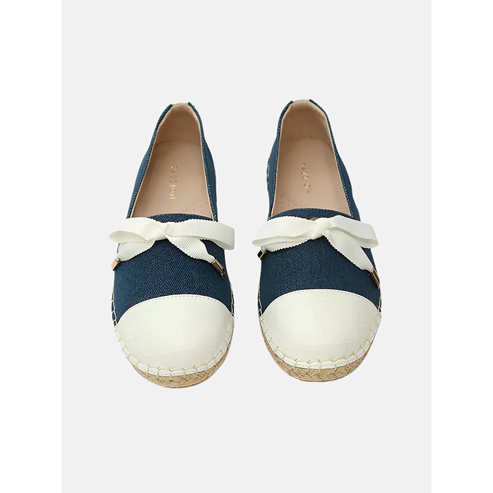 PAZZION Women's Blue Denim Ribbon Espadrilles