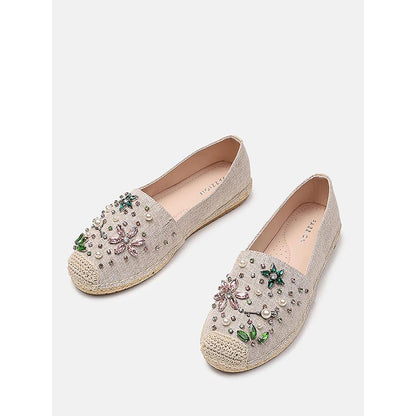 PAZZION Women's Almond Embellished Espadrilles