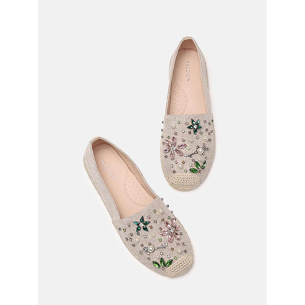 PAZZION Women's Almond Embellished Espadrilles