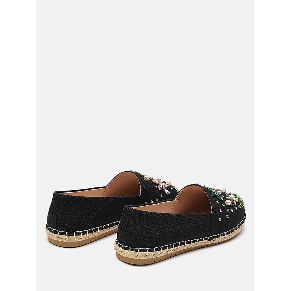 PAZZION Women's Black Embellished Espadrilles