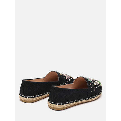 PAZZION Women's Black Embellished Espadrilles