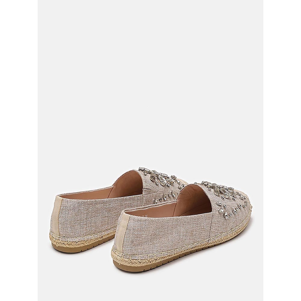 PAZZION Women's Almond Ornate Gemstone Canvas Espadrilles