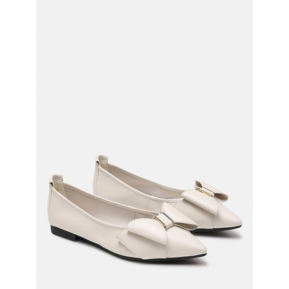 PAZZION Women's Beige Alicia Bow Ballerina
