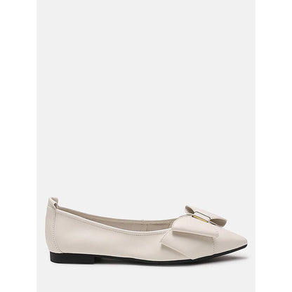 PAZZION Women's Beige Alicia Bow Ballerina