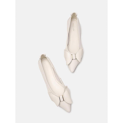 PAZZION Women's Beige Alicia Bow Ballerina