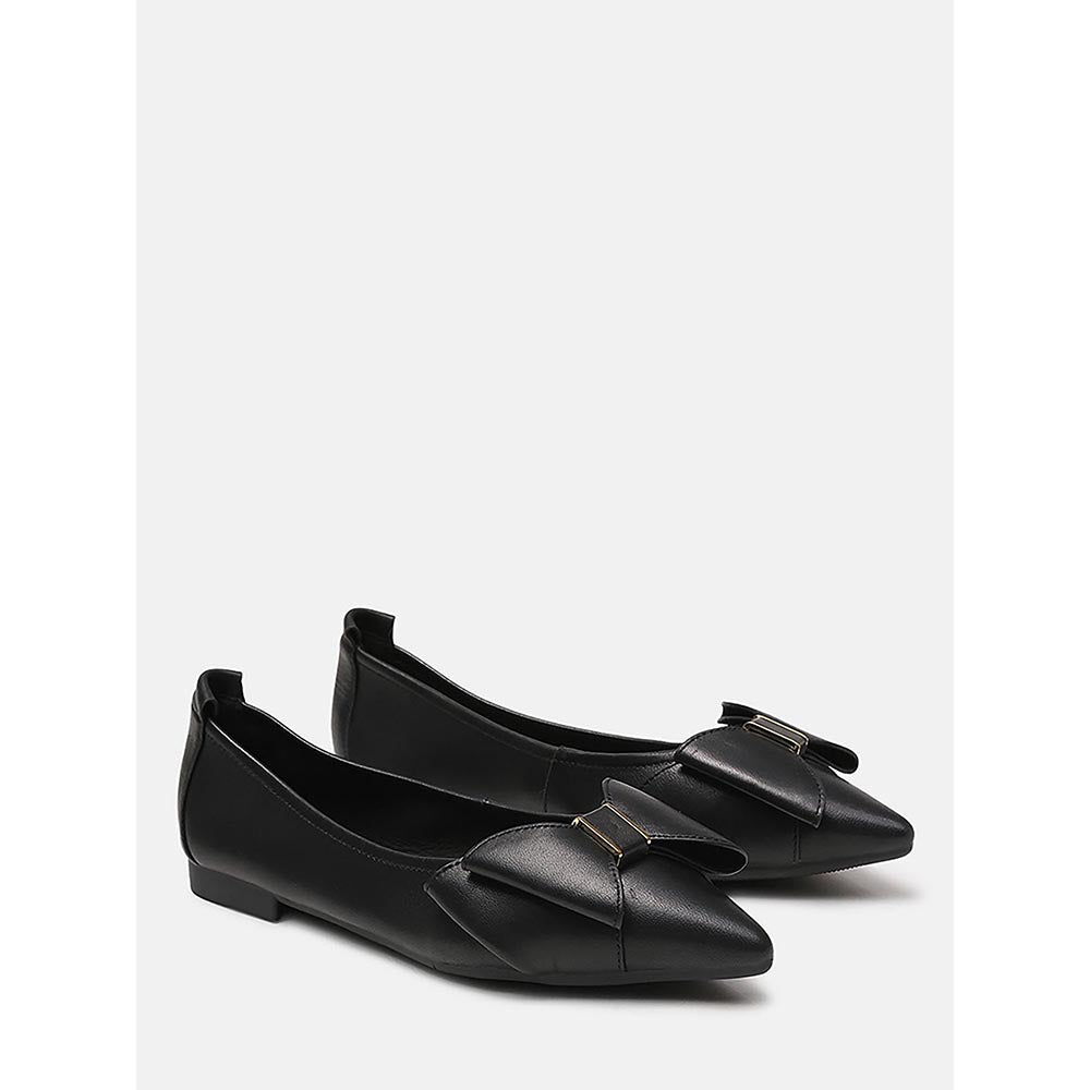 PAZZION Women's Black Alicia Bow Ballerina