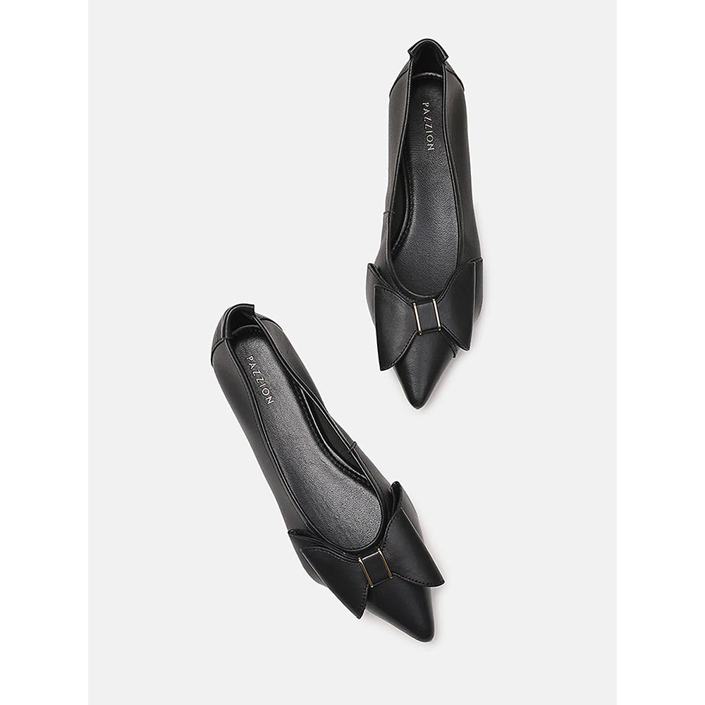 PAZZION Women's Black Alicia Bow Ballerina