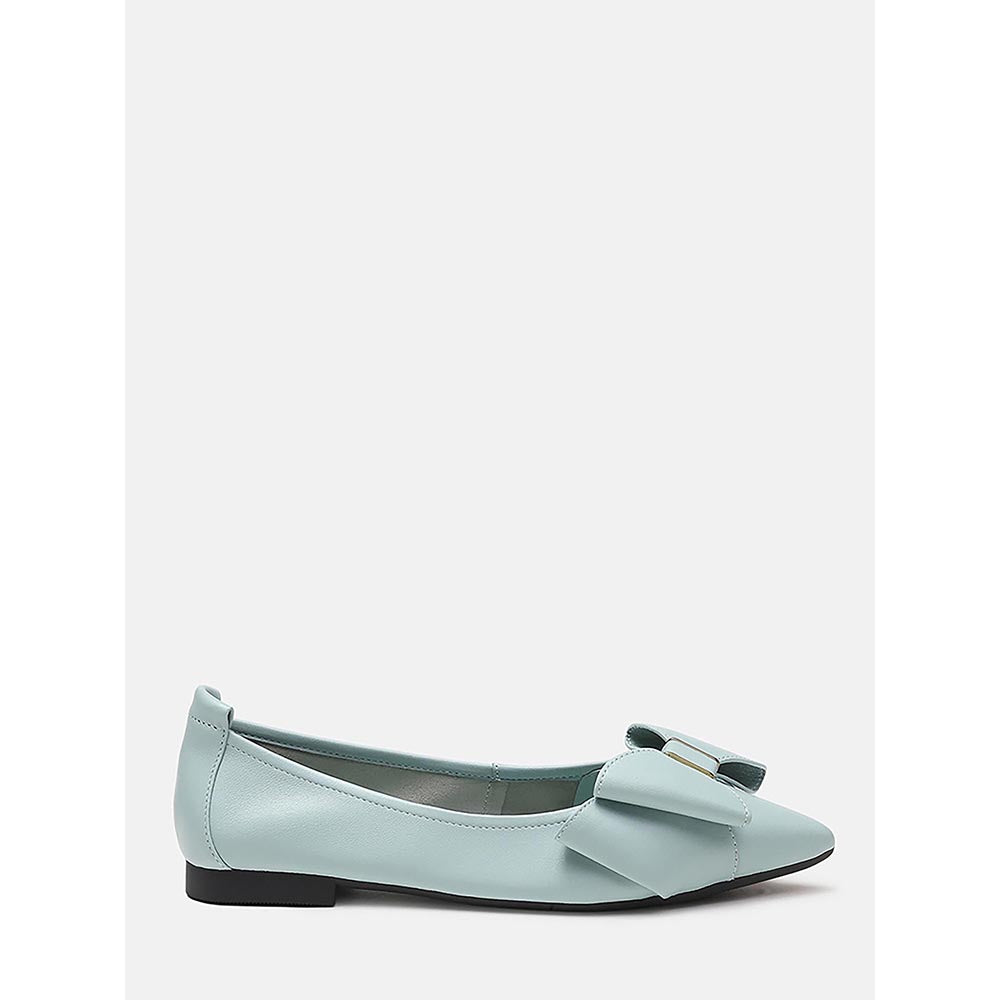 PAZZION Women's Light Blue Alicia Bow Ballerina