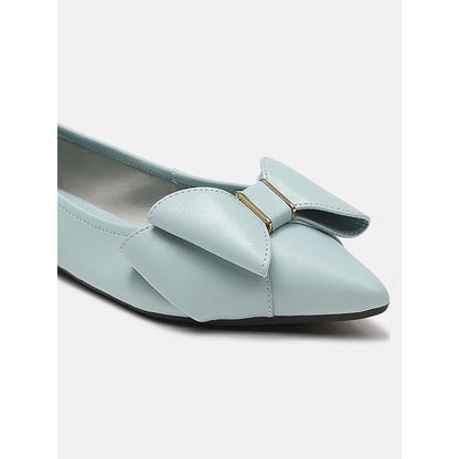 PAZZION Women's Light Blue Alicia Bow Ballerina