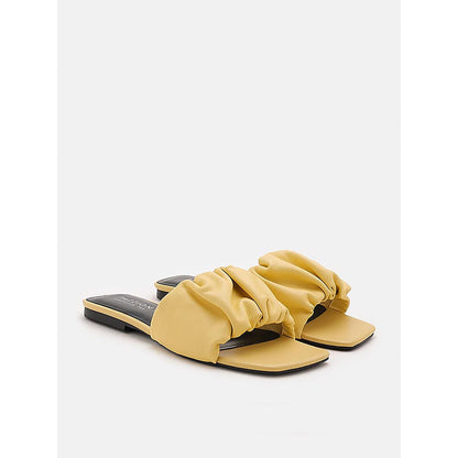 PAZZION Women's Yellow Dione Braided Flats