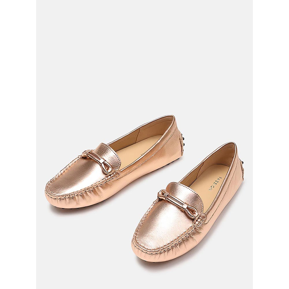 PAZZION Women's Beige Eve Metallic Loafers