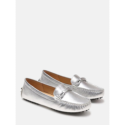 PAZZION Women's Silver Eve Metallic Loafers