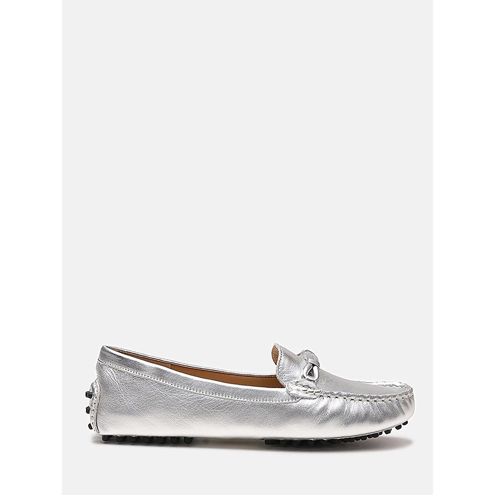 PAZZION Women's Silver Eve Metallic Loafers