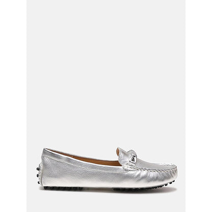 PAZZION Women's Silver Eve Metallic Loafers